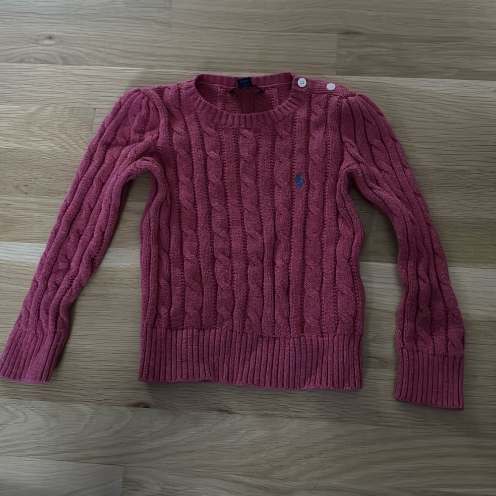 Polo Ralph Lauren girls cable knit sweater heathered red size 3/3T